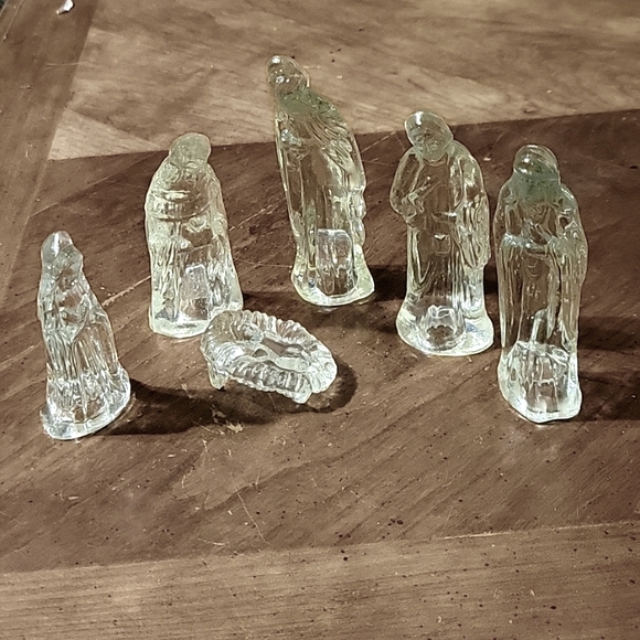 HP 😀 Vtg Silent Night Collection Crystaline Glass Nativity Scene Set-6 Pcs - Picture 2 of 8